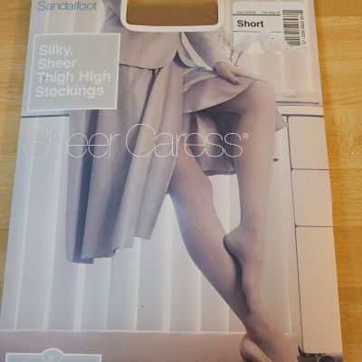 Worthington  Sheer Caress silky sheer  Thigh high stockings short little beige